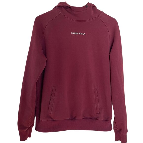 Three Nails Hoodie Pullover Sweatshirt M Burgundy Red Women Christian Activewear - Picture 1 of 7